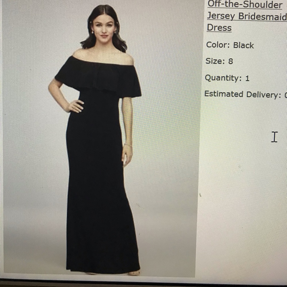 David’s Bridal off the shoulder bridesmaid dress